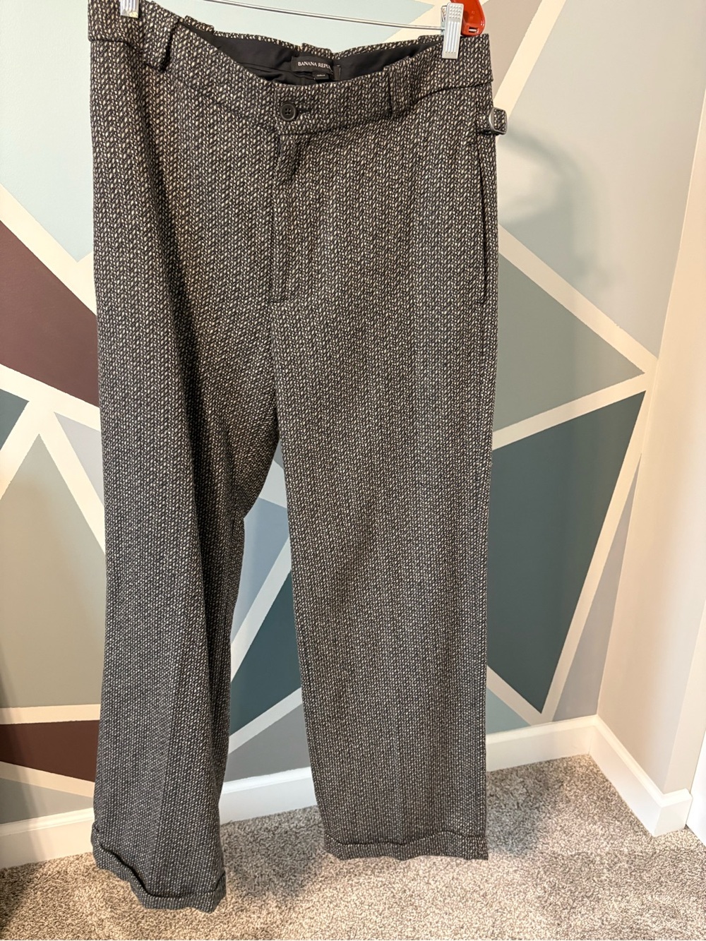 Banana Republic Men's Charcoal Patterned Dress Pants